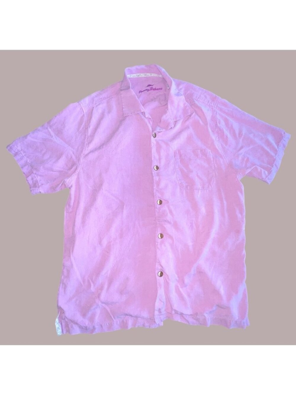 Tommy Bahama Purple Linen Button-Up Shirt Size M Short Sleeve Casual
